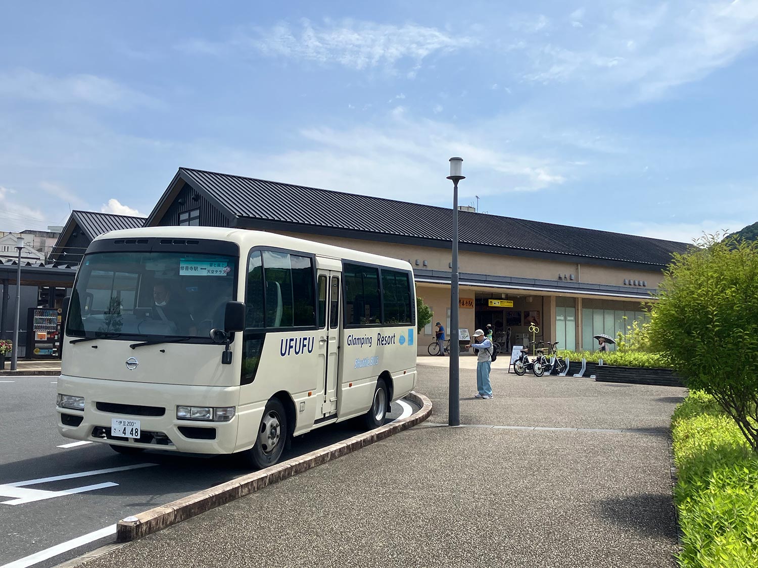 無料送迎バスは修善寺駅北口ロータリーに停車しております